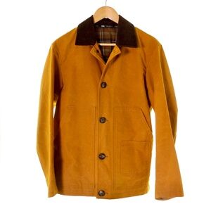Zara Utility Barn Chore Coat Field Jacket Corduroy Collar Rust Brown Lined Men S